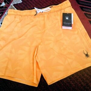 Spyder NWT Mens Swimsuit, Swim Trunks, Orange, Sz Lg,